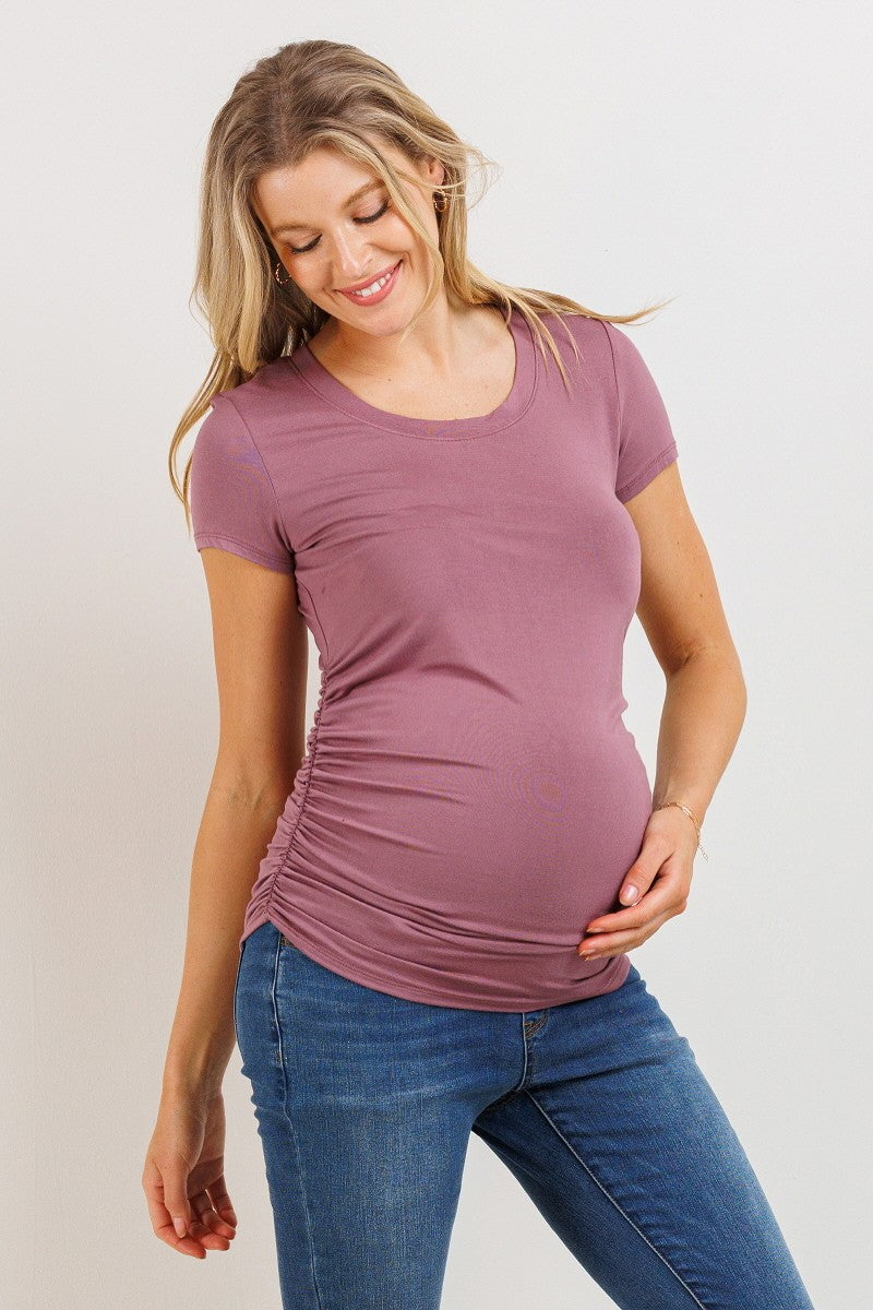 Round Neck Ruched Tee