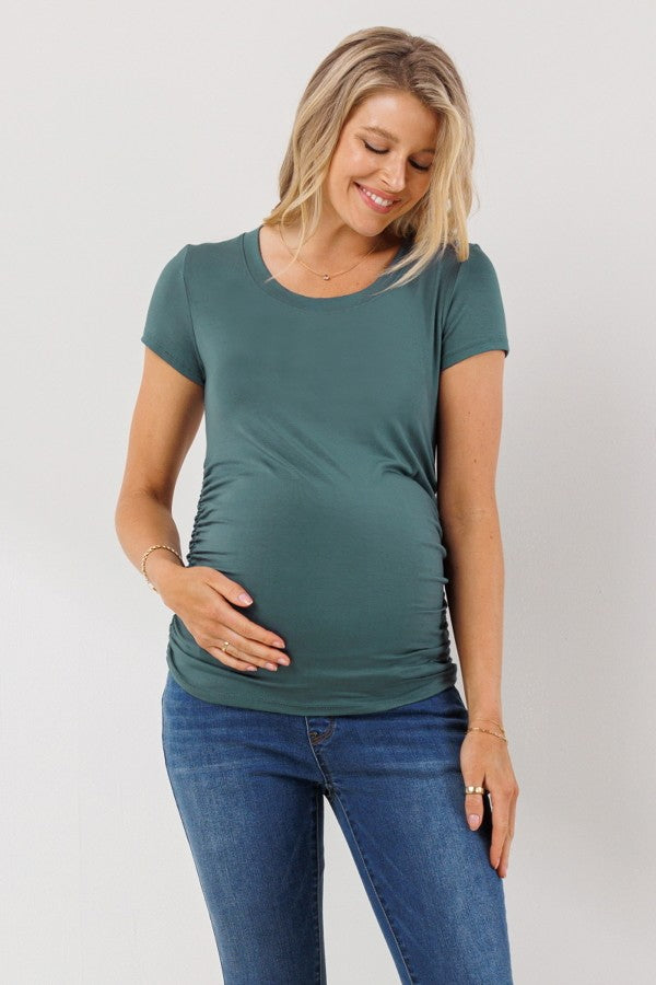 Round Neck Ruched Tee