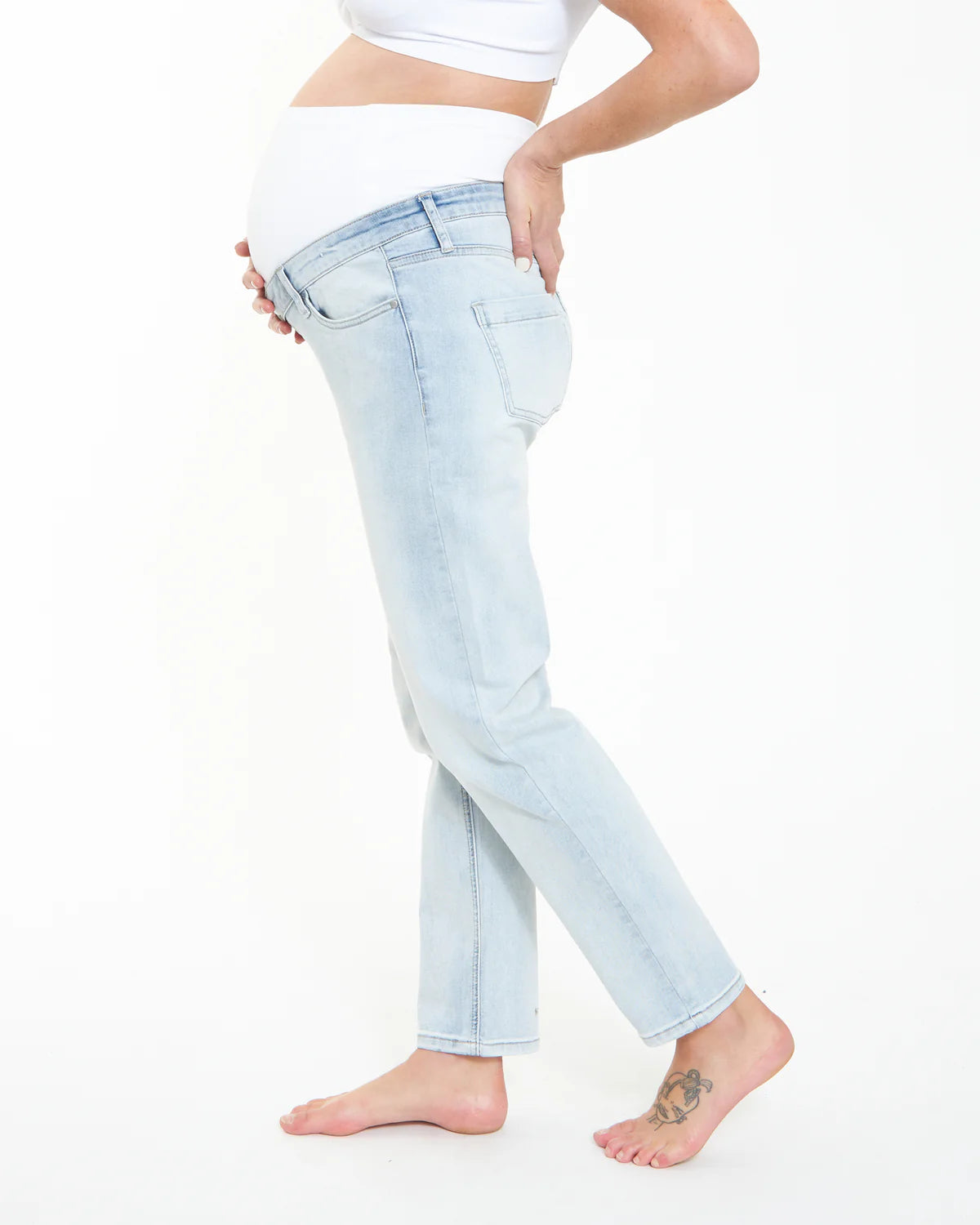 Ripe Hunter Over Bump Crop Jean in Clean Fade