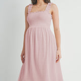 Smocked Sleeveless Maternity Knit Dress Mauve