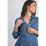 Button Down Long Sleeve Chambray Maternity Top