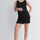 Sleeveless Ribbed Knit Maternity Romper