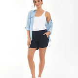 Indi Shirred Linen Shorts