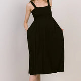 Smocked Sleeveless Maternity Midi Dress