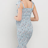 Smocked Tie-Sleeve Mermaid Hem Dress
