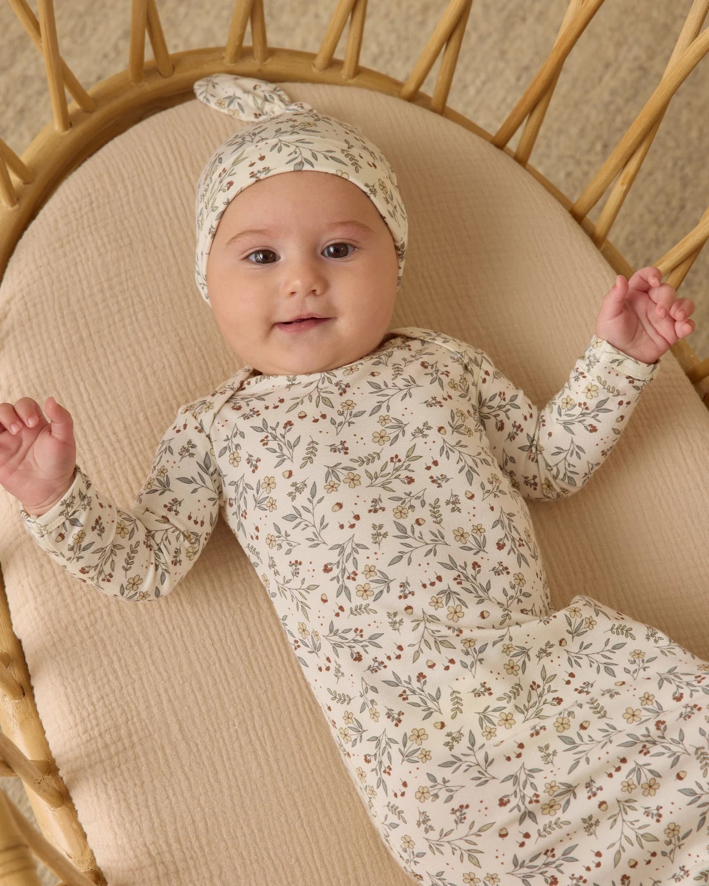 QM Bamboo Baby Gown + Hat Set