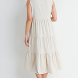 Tiered Maternity Sleeveless Midi Dress