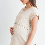 Double Layer Short Sleeve Maternity & Nursing Top