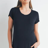 Round Neck Maternity Nursing Pocket T-Shirt