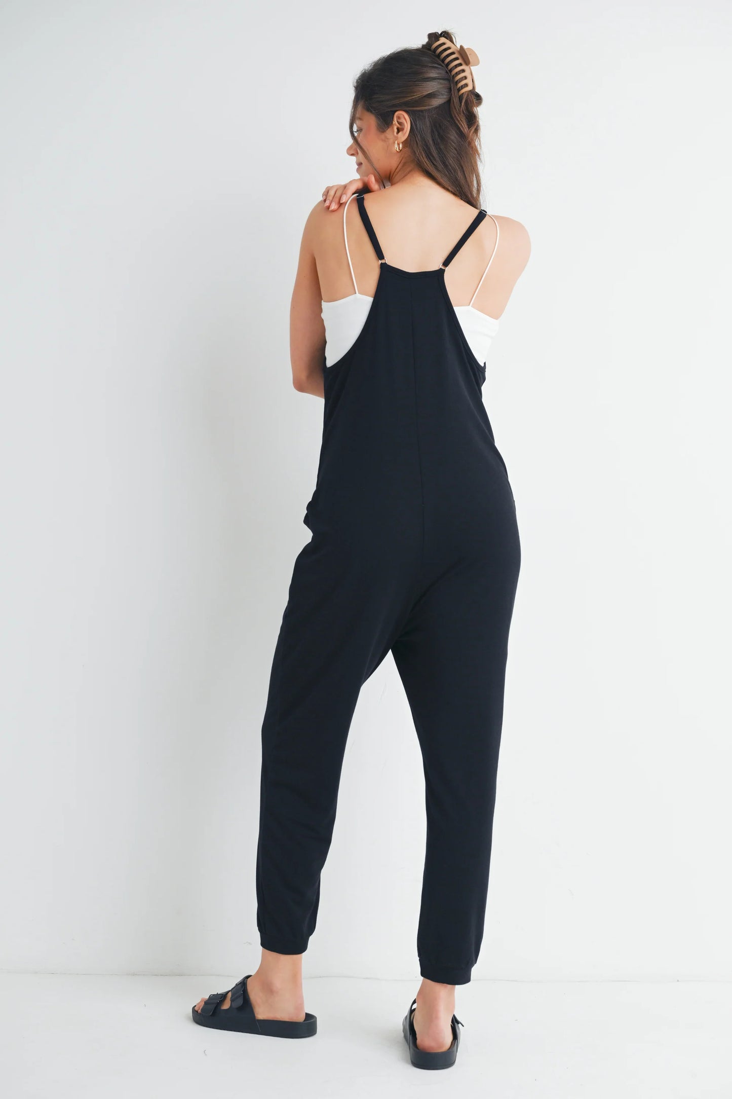 Hello Miz One-Piece Spaghetti V Neck Sleeveless Jumpsuit