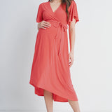 Surplice Maternity/Nursing Midi Dress
