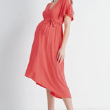 Surplice Maternity/Nursing Midi Dress