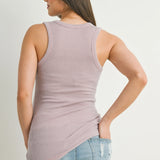 Ribbed Scoop Neck Maternity Racerback Tank Top