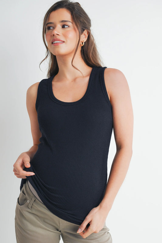 Hello Miz Ribbed Scoop Neck Maternity Racerback Tank Top