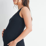 Ribbed Scoop Neck Maternity Racerback Tank Top