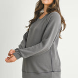Crewneck Waffle Knit Long Sleeve Maternity Top