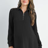 Half Zip Long Sleeve Maternity Knit Top