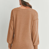 Rib Knit Split Neck Maternity Top
