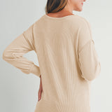 Rib Knit Split Neck Maternity Top