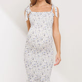 Smocked Tie-Sleeve Mermaid Hem Dress