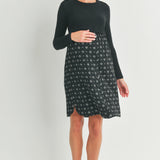 Colourblock Button Shoulder Long Sleeve Maternity Dress