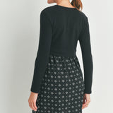 Colourblock Button Shoulder Long Sleeve Maternity Dress