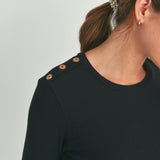 Colourblock Button Shoulder Long Sleeve Maternity Dress