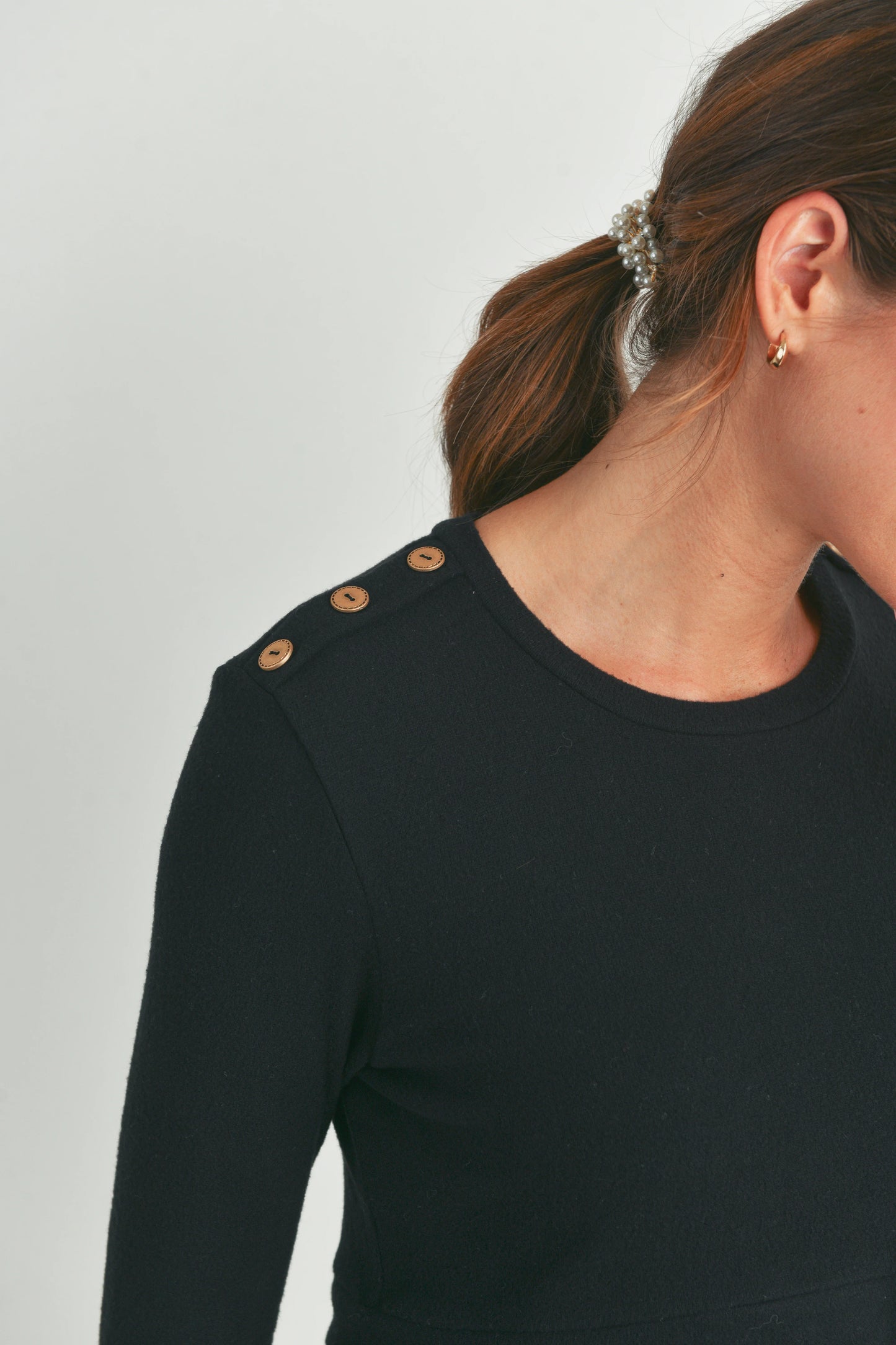 Hello Miz Colourblock Button Shoulder LS Maternity Dress