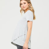 Raw Edge Short Sleeve Nursing Top