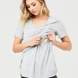 Raw Edge Short Sleeve Nursing Top