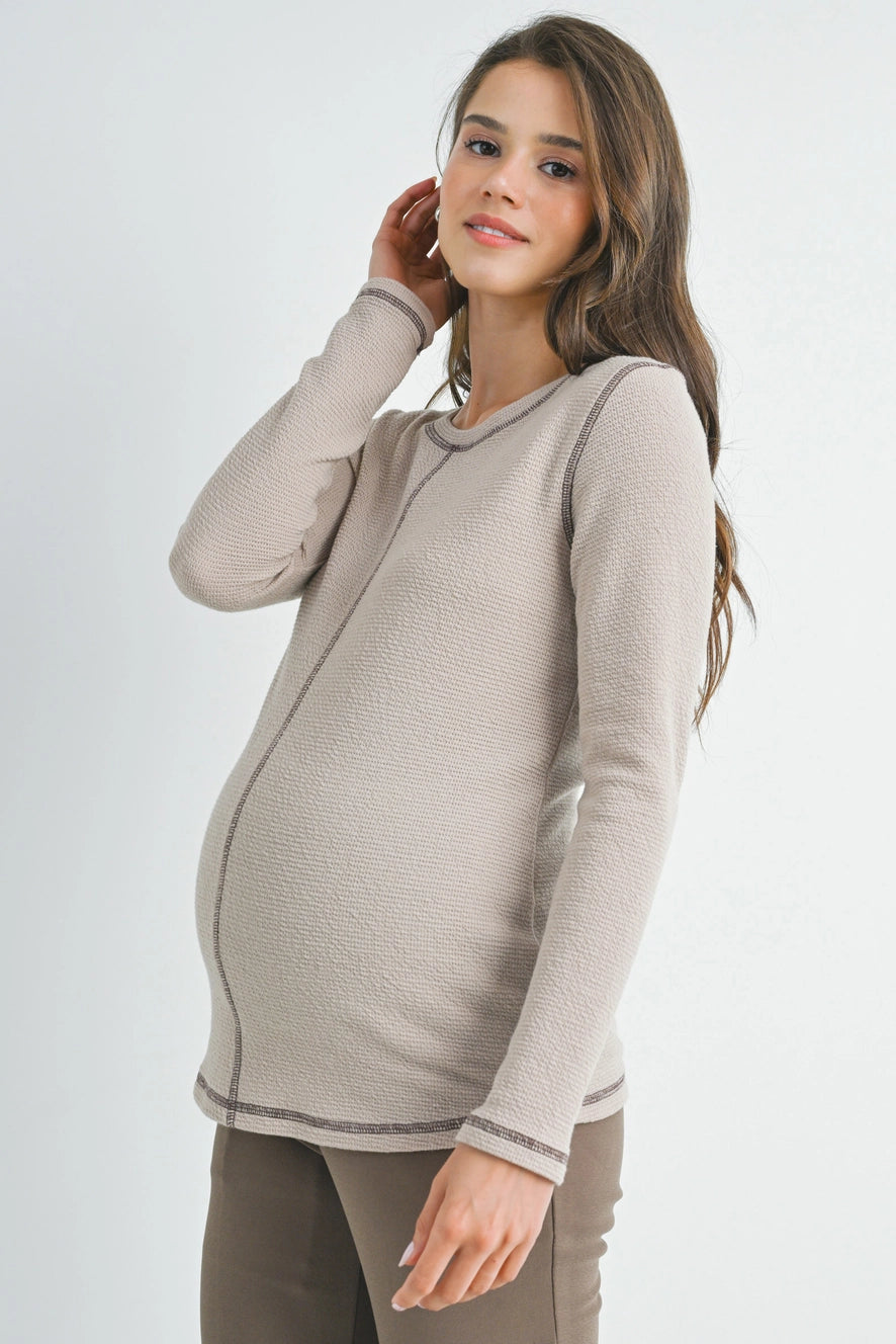 Hello Miz Exposed Seam LS Maternity Top