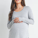 Scoop Neck Long Sleeve Maternity & Nursing Top