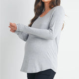 Scoop Neck Long Sleeve Maternity & Nursing Top