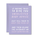 Unsolicited Baby Advice Card