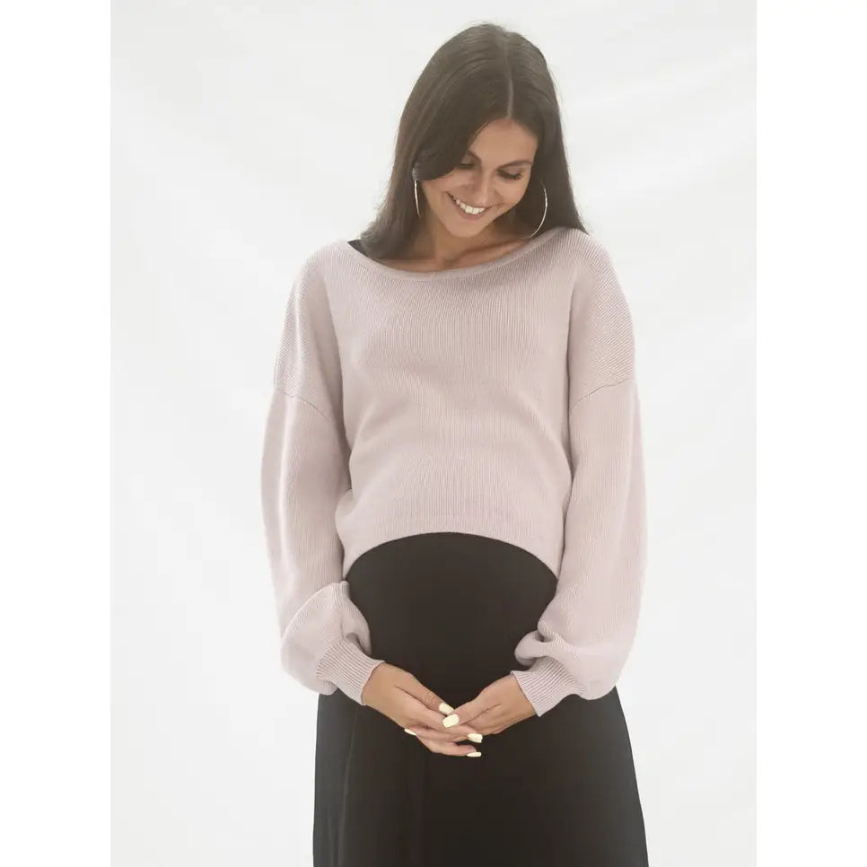 Angel Maternity Maternity & Nursing Knitted Top in Mauve