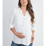 Long Sleeve Henley V Neck Maternity Nursing Top
