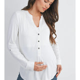 Long Sleeve Henley V Neck Maternity Nursing Top