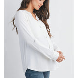 Long Sleeve Henley V Neck Maternity Nursing Top