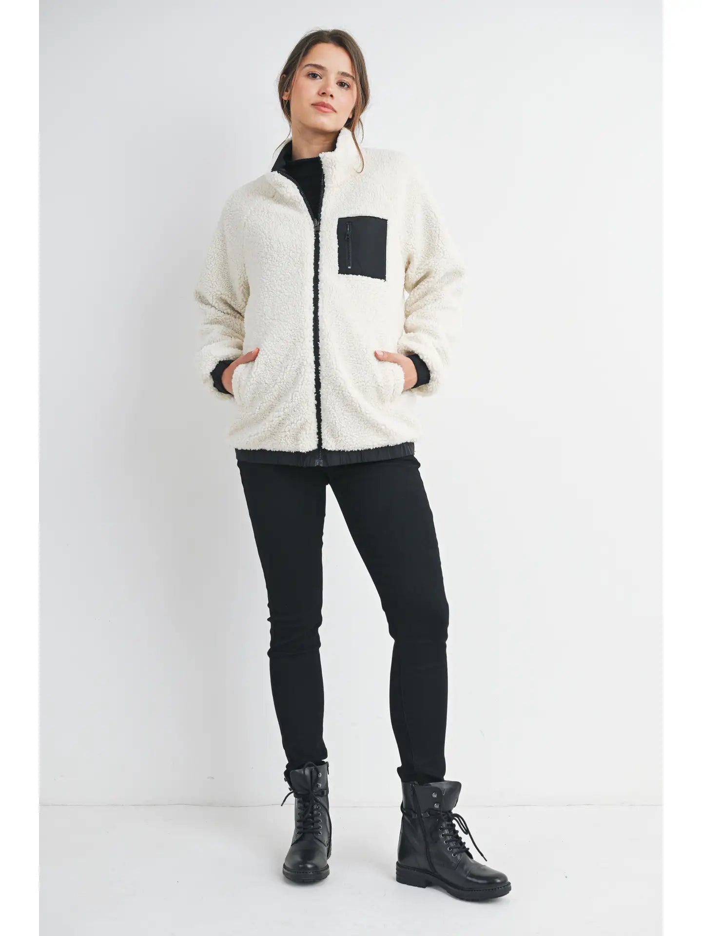 Hello Miz Teddy Fleece Zip-up Maternity Jacket