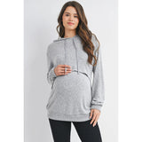 Hello Miz Double Layer Long Sleeve Maternity Nursing Knit Hoodie