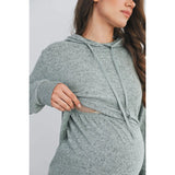 Hello Miz Double Layer Long Sleeve Maternity Nursing Knit Hoodie