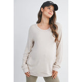 Scoop Neck Double Layer Maternity & Nursing Pullover Top