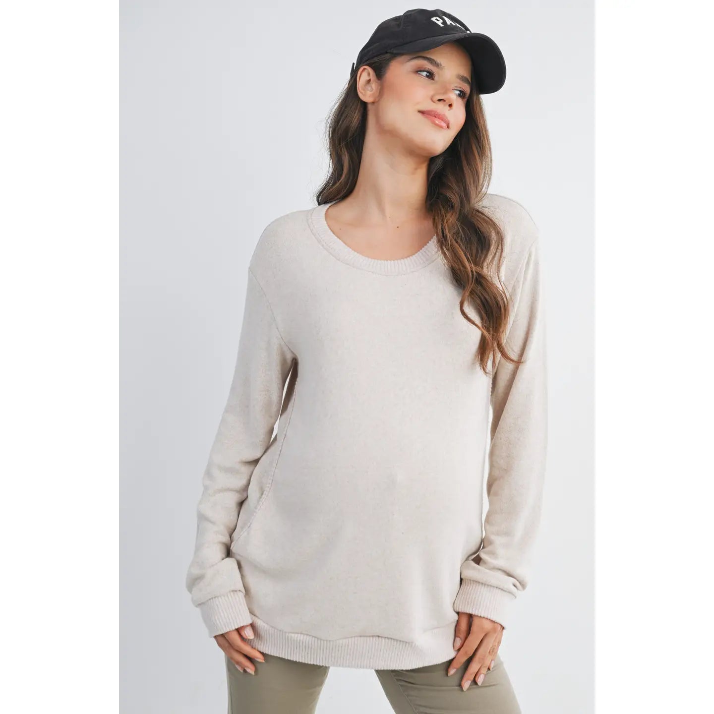 Hello Miz V Neck Double Layer Maternity & Nursing Pullover Top