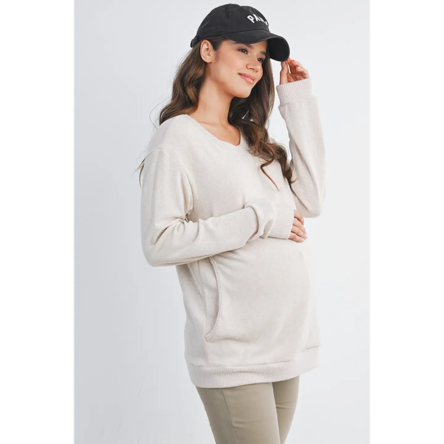 Hello Miz V Neck Double Layer Maternity & Nursing Pullover Top