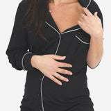 Bamboo Maternity & Nursing PJs in Black