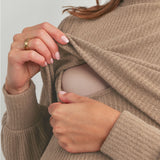 Mock Neck Double Layer Maternity Nursing Dress