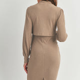 Mock Neck Double Layer Maternity Nursing Dress