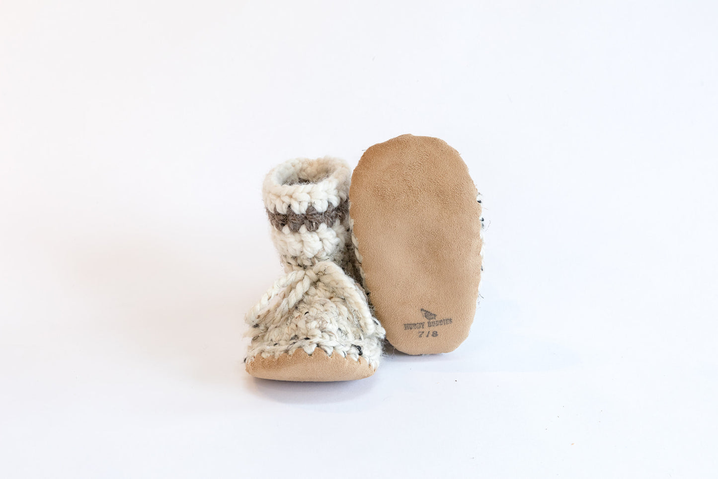 Huddy Buddies Brown Owl - Handmade Soft Sole Slip-On, Stay-On Wool Booties