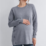 Crewneck Side Button Maternity Nursing Knit