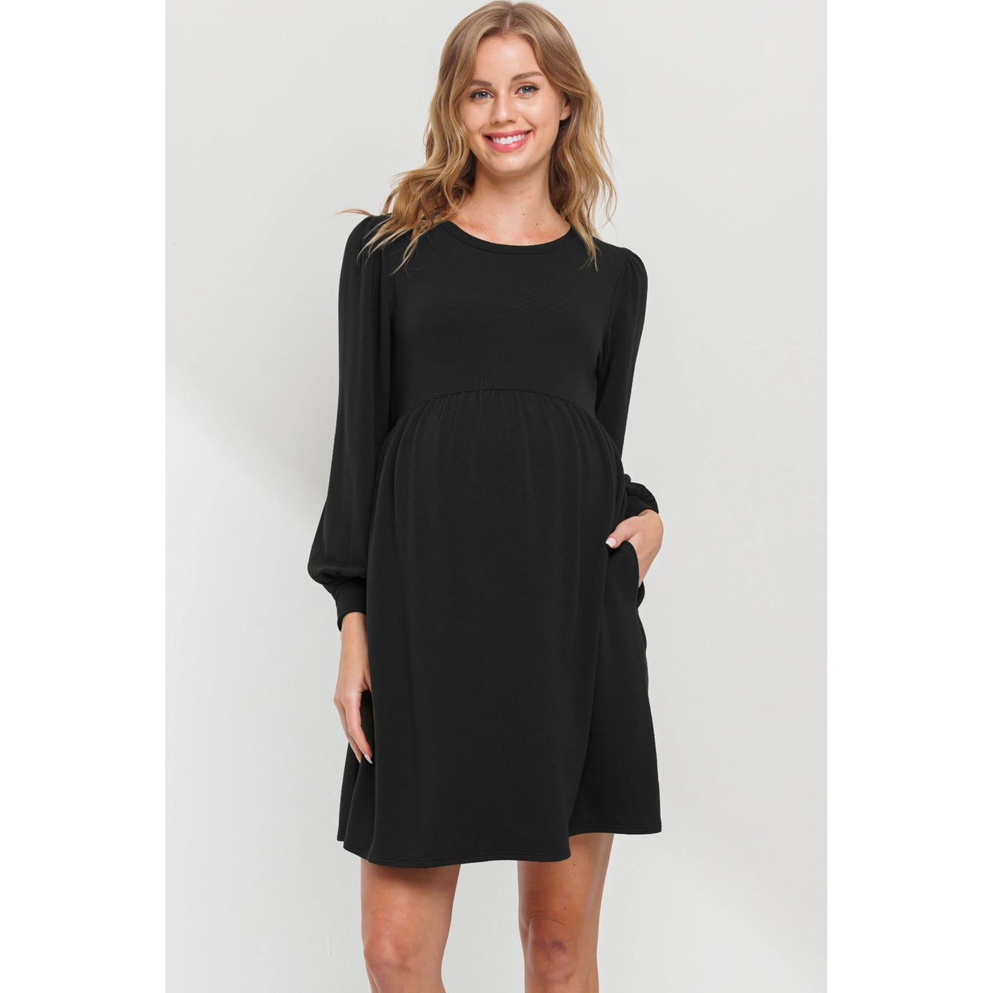 Hello Miz Long Sleeve Maternity Knit Skater Dress